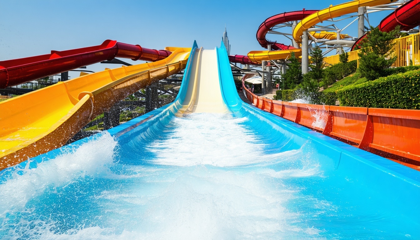 Thrilling water slides at Water Park Dubai