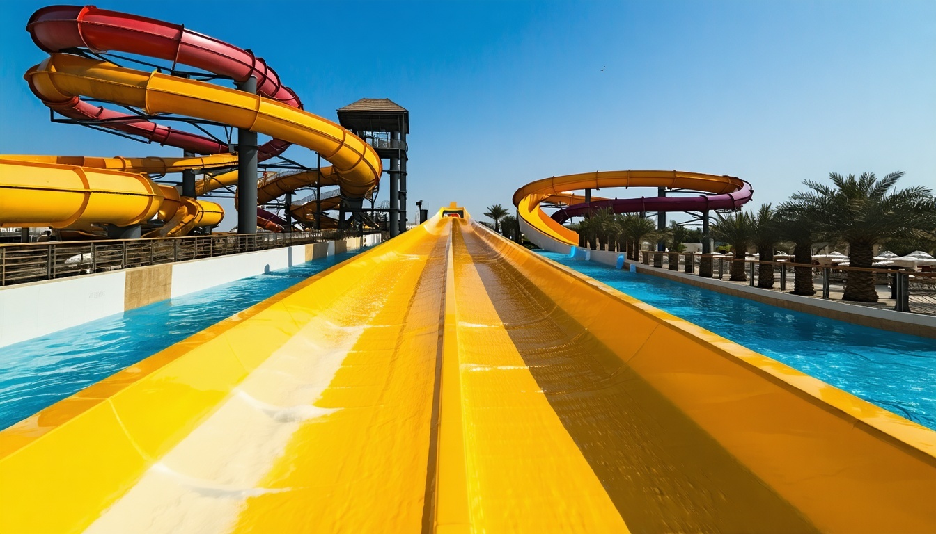 Thrilling water slides at Dubai Water Park