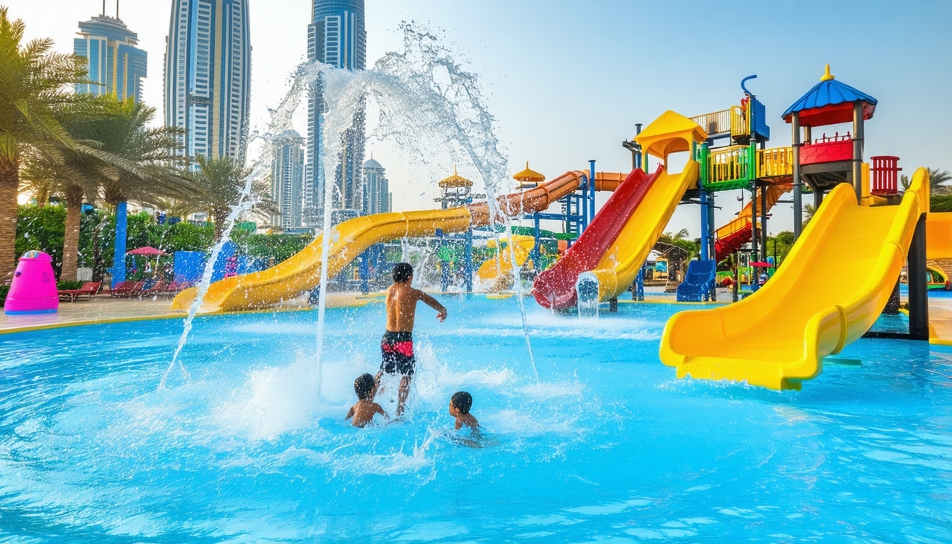 Children's splash play area at Dubai Water Park